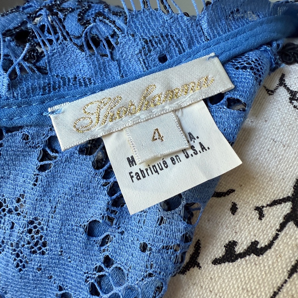 Shoshannah Calista Trumpet Rich Blue Lace Sheath Romantic Dress Size 4 - Picture 9 of 12